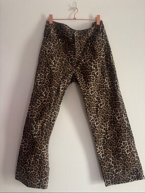 Pull&Bear Leopard-Print Denim Pants in Brown and Black